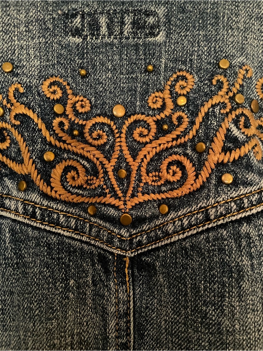 Vitamin A Y2K Denim Embroidered Studded Jacket Size XS/S - Picture 6 of 8